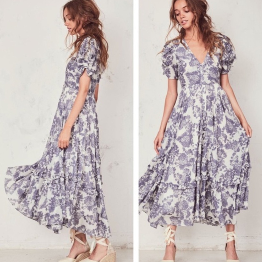 LoveShackFancy Andi Floral Midi in Sea